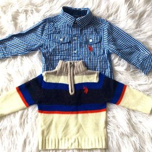 US. Polo Assn Long sleeves shirt and knit for boys (18 months).